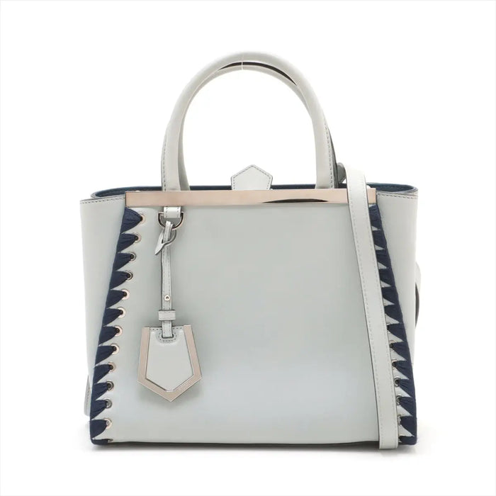 Fendi Petit 2 Jours Leather 2 Way Handbag Blue Gray #3263 by Bolt Boutique