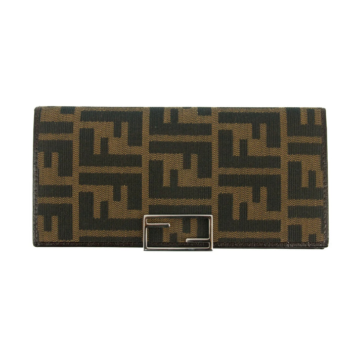 Fendi Zucca FF Canvas Clip Long Wallet Brown #3116 by Bolt Boutique
