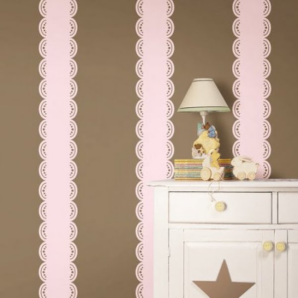 WallPops! Stripe Wall Decals in GiGi Pink Peel and Stick by Vanessa Jane