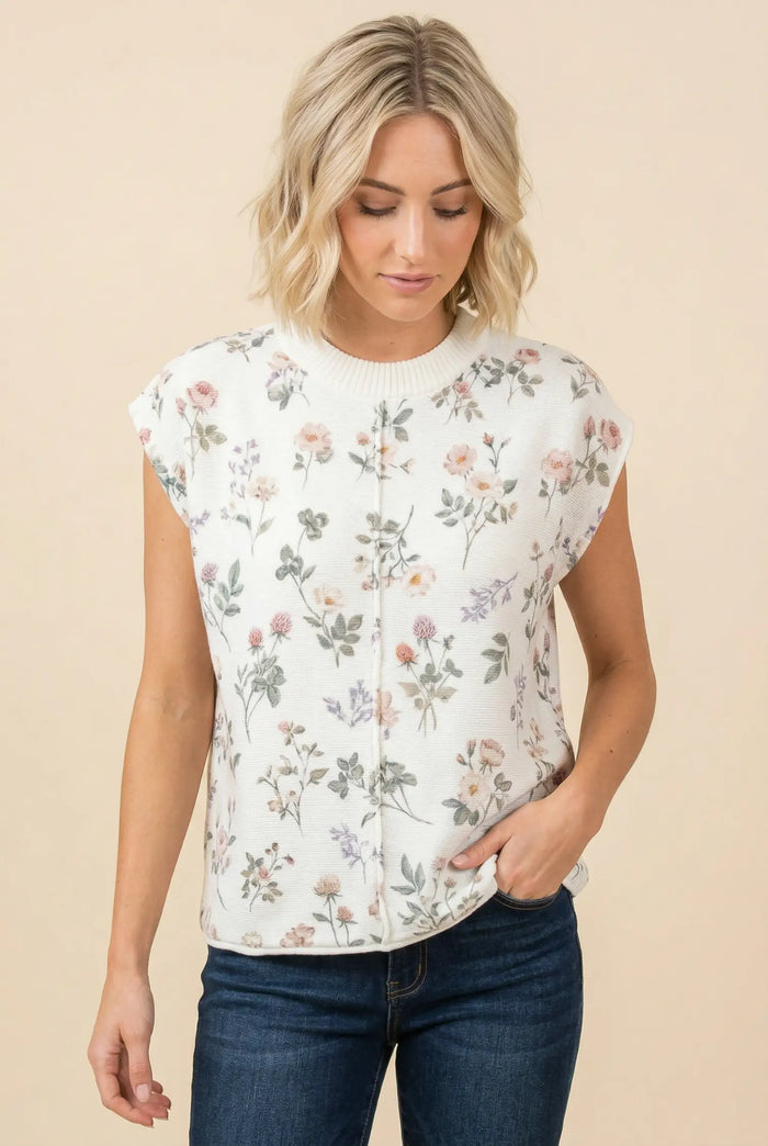 Floral Sleeveless Knit Top by Boutique 23
