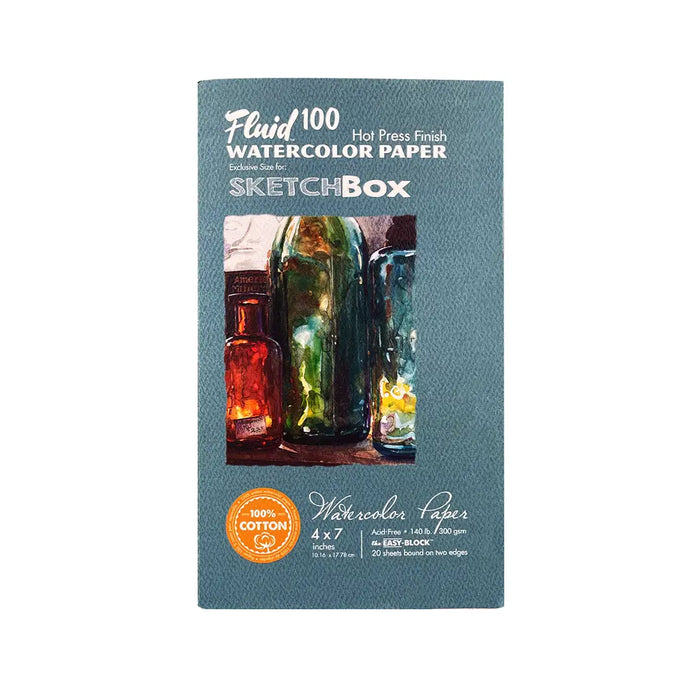 Fluid 100 Cotton Hot Press 4x7-20 sheets SketchBox Exclusive by ShopSketchBox