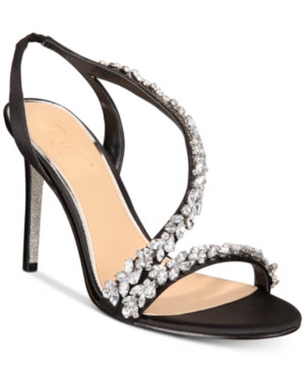 Jewel Badgley Mischka Java Embellished Evening Sandals, Size 7/Black by Vanessa Jane