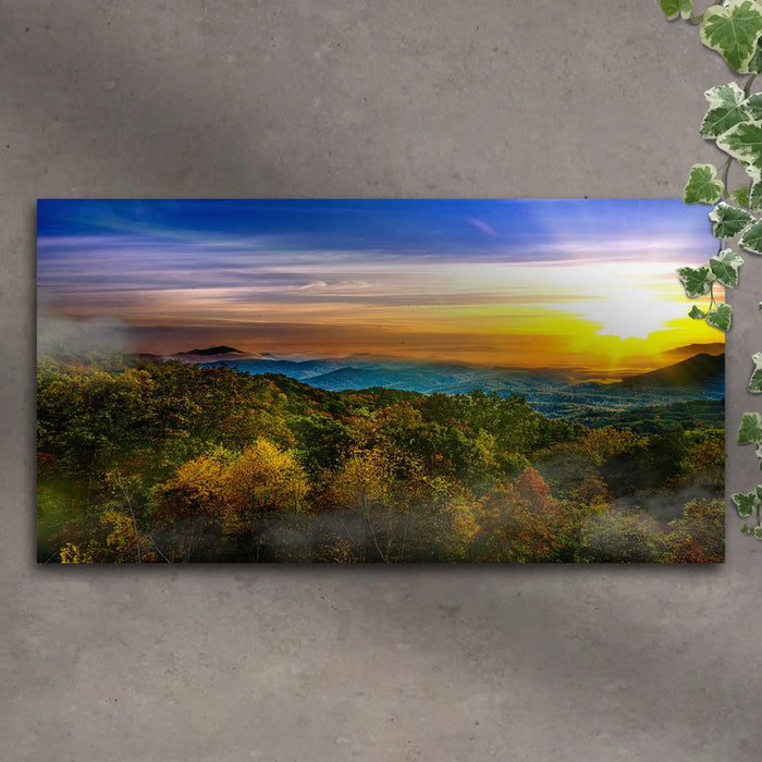 Foggy Mountain At Sunrise Canvas Wall Art by Tailored Canvases
