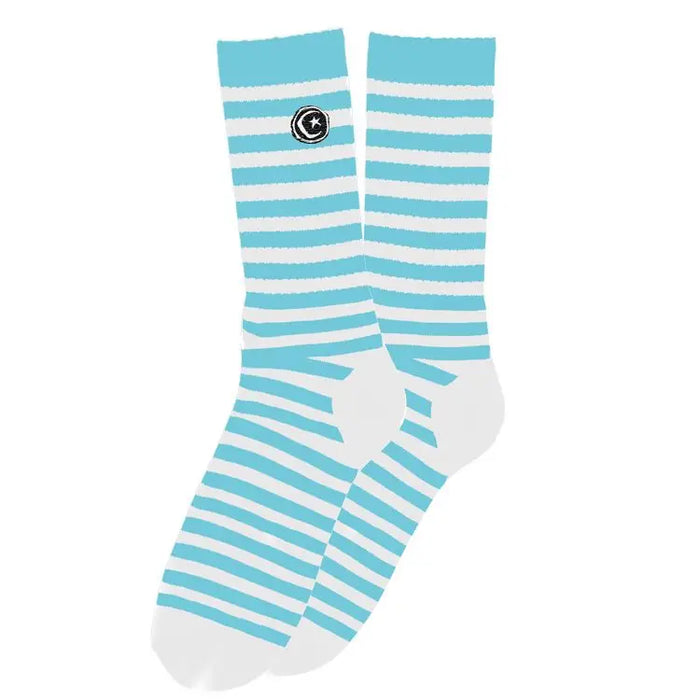 Foundation Striped Star & Moon Crew Socks - White by Swell-O-Phonic