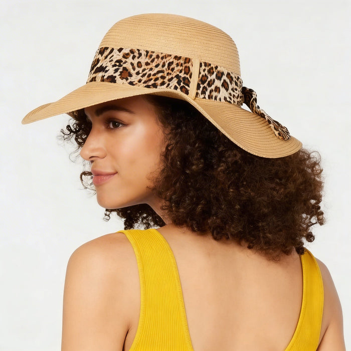 INC packable floppy scarf women's wide brim sunhat UPF 50+ Animal print by Vanessa Jane