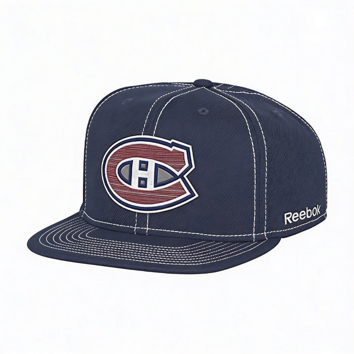 NHL Montreal Canadiens Mens Oversized Logo Flat Visor Flex Cap Large/X-Large by Vanessa Jane
