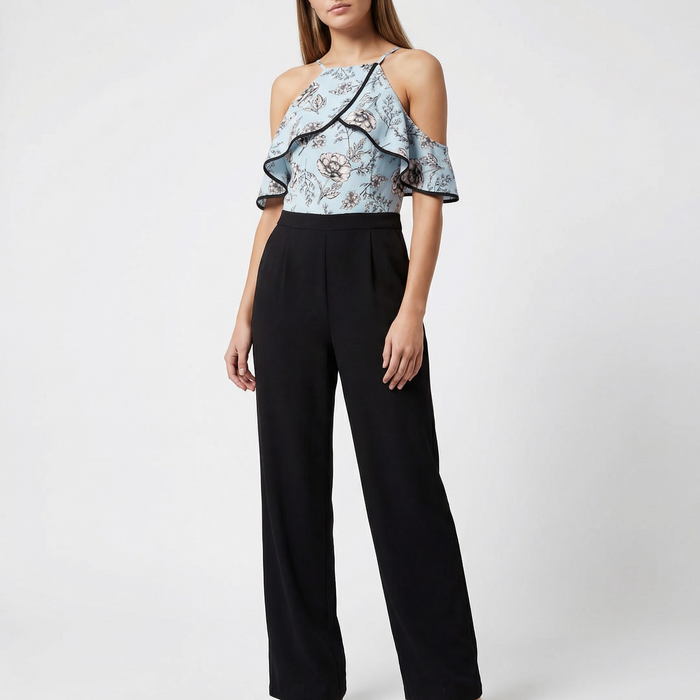 XOXO Womens Halter Floral Cold Shoulder Jumpsuit Juniors Size XXL by Vanessa Jane