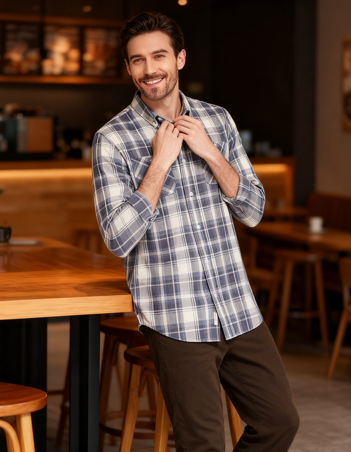 Weatherproof Vintage Mens Indigo Blues Plaid Shirt, Size Small by Vanessa Jane