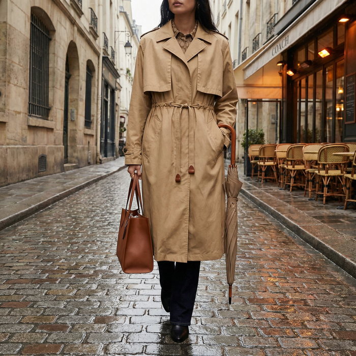 Coach Lightweight Overcoat With Signature Lining, Size Medium by Vanessa Jane