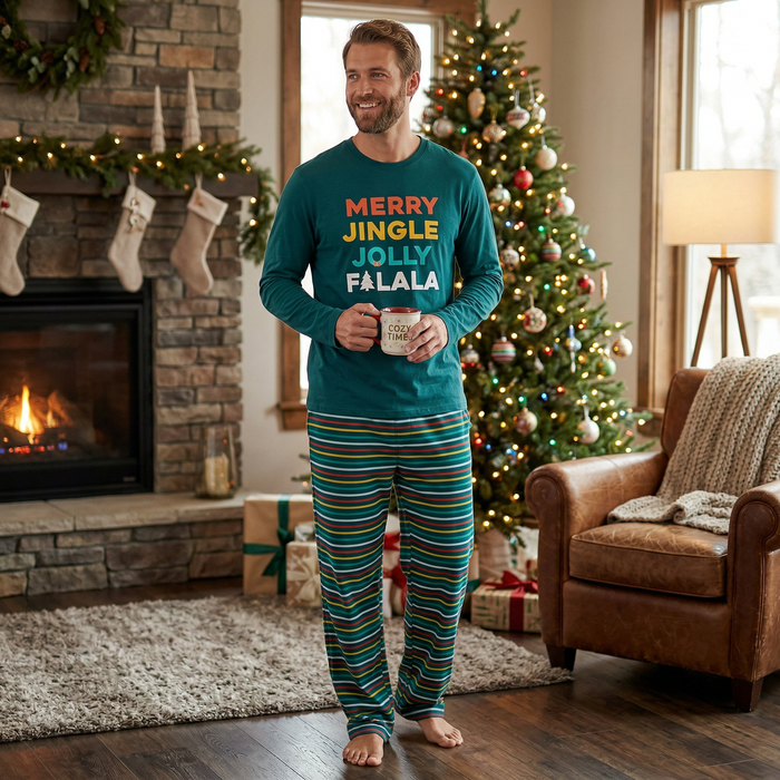 Family Pajamas Mens Merry Jingle Pajama Top, Size Small by Vanessa Jane