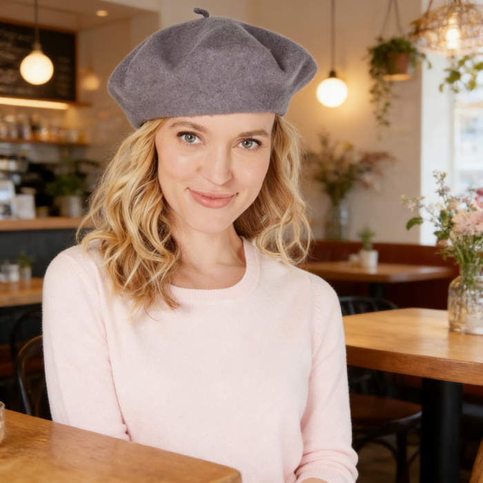 I.N.C. International Concepts Gray Wool Beret Hat by Vanessa Jane