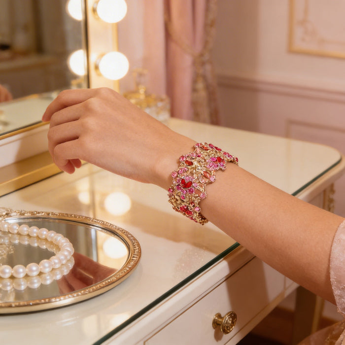 Inc Rose Gold-Tone Multi-Stone Stretch Bracelet by Vanessa Jane