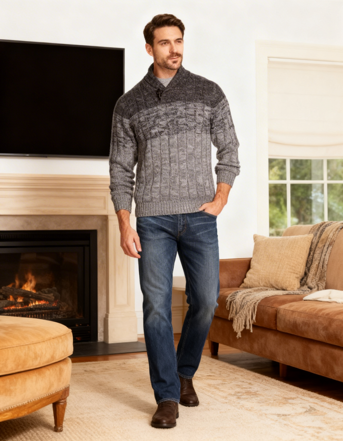 Weatherproof Vintage Mens Ombré Shawl-Neck Sweater Size XXL by Vanessa Jane