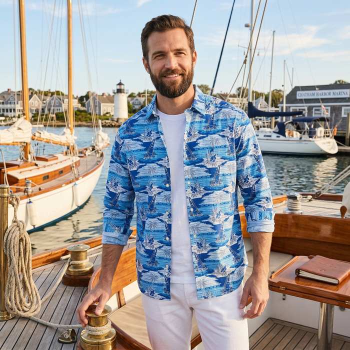 Nautica Blue Mens Printed Classic Fit Button-Down Shirt, Size XL by Vanessa Jane