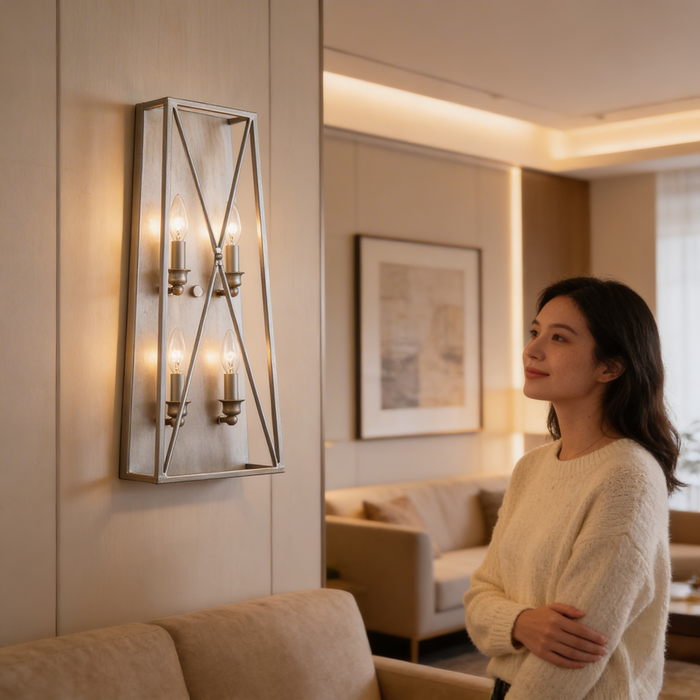 Zlite 447-4S-as 4.5 X 10 X 24 in. Tressle Antique Silver Wall Sconce by Vanessa Jane