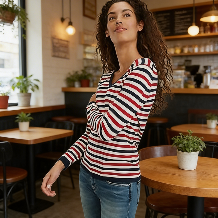 Tommy Hilfiger Womens Blue Striped Long Sleeve Top, Size XL by Vanessa Jane