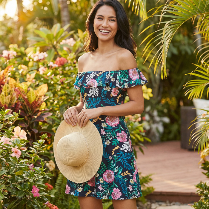 Tommy Hilfiger Womens Tankini Tops Floral Off-Shoulder Tankini, Size XS by Vanessa Jane