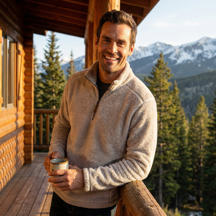 True Grit Pebble Pile 1/4 Zip Pullover Faded Heather Mens Long Sleeve, Size XS by Vanessa Jane