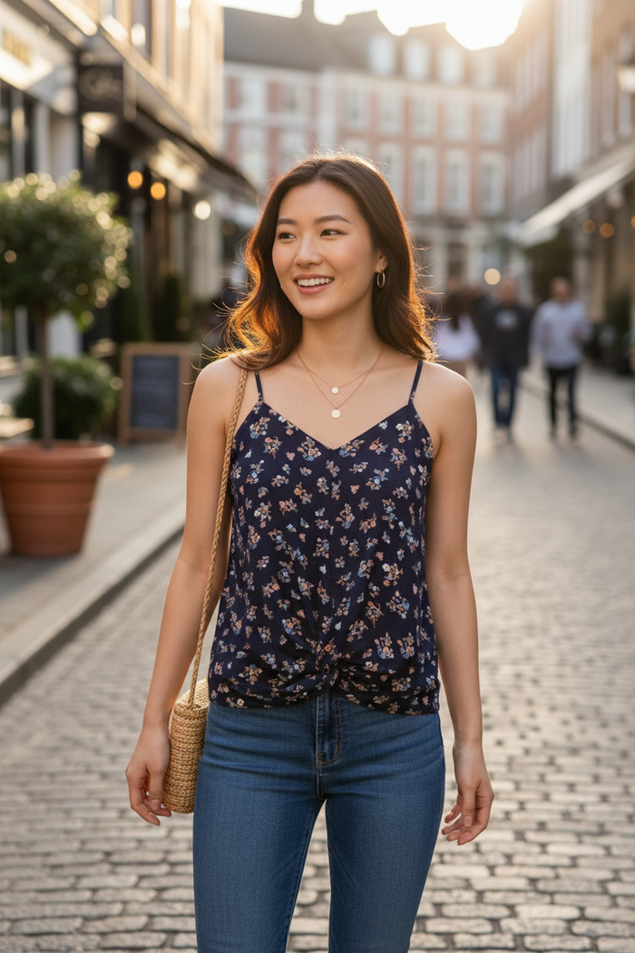 Hippie Rose Juniors Knot-Front Camisole by Vanessa Jane