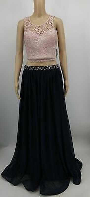 Sequin Hearts Juniors 2Pcs Gown, Navy Blue ,Size 13 by Vanessa Jane