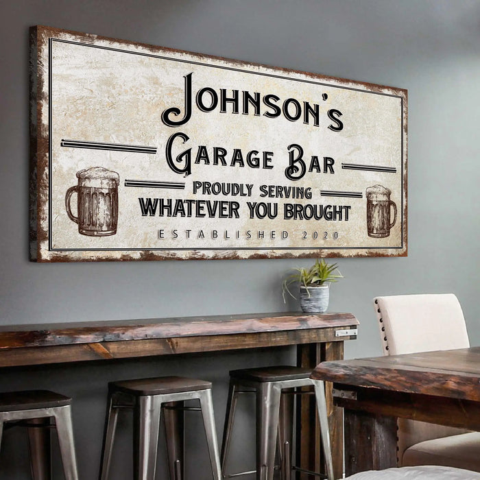 Garage Bar Sign by Tailored Canvases