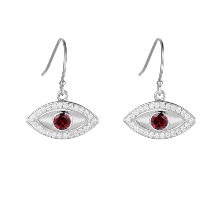 Garnet Evil Eye Earrings by Fine Color Jewels