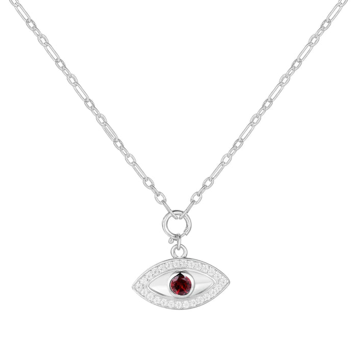 Garnet Evil Eye Necklace by Fine Color Jewels