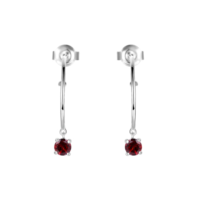 Garnet Open Hoop Earrings by Fine Color Jewels