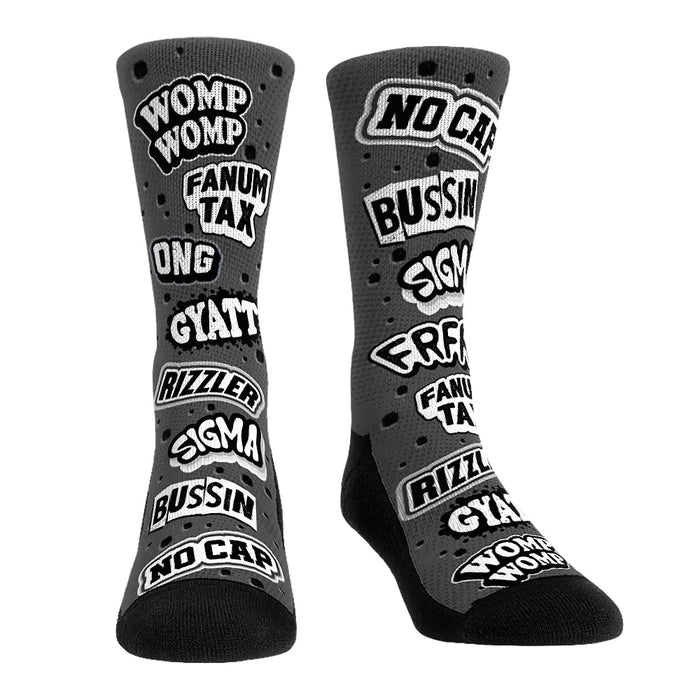 Gen Alpha Slang - All-Over (Grey) by Rock 'Em Socks