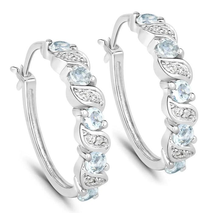 Genuine Blue Aquamarine Earrings by Fine Color Jewels
