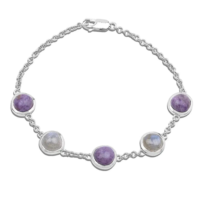Genuine Charolite And Labradorite Strand Bracelet by Fine Color Jewels