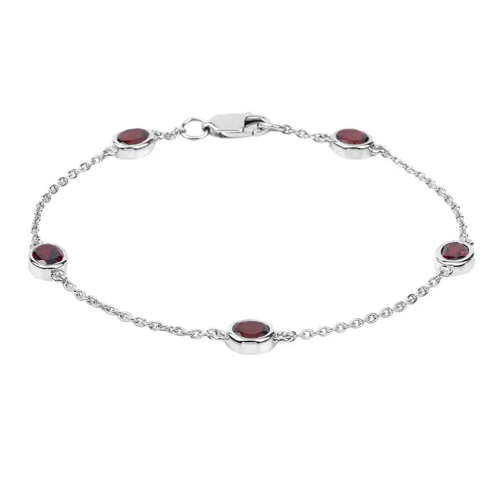 Genuine Garnet By The Yard Dainty Bracelet by Fine Color Jewels