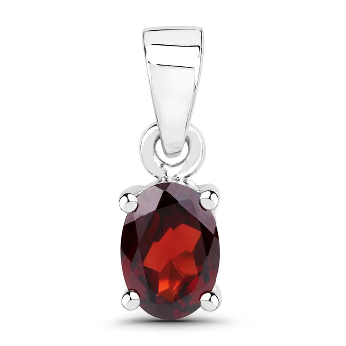 Genuine Garnet Solitaire Pendant by Fine Color Jewels