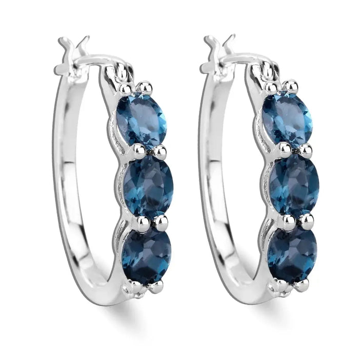 Genuine London Blue Topaz Diamond Earrings by Fine Color Jewels