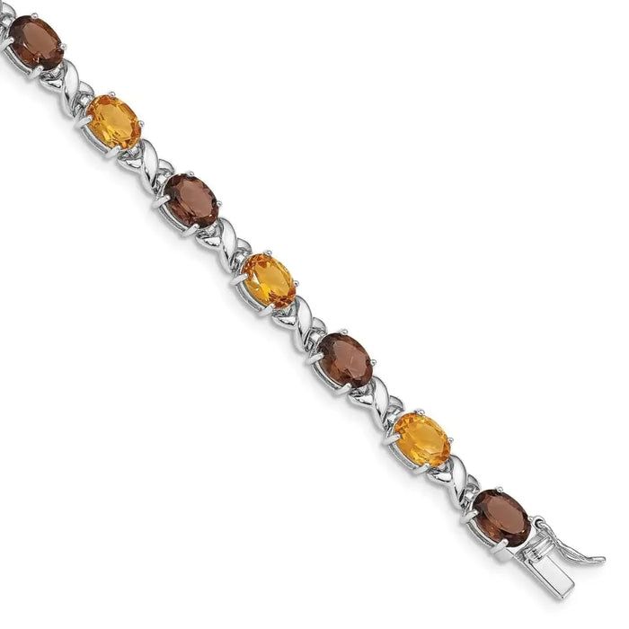 Genuine Multistone Sterling Silver Link Bracelet by Fine Color Jewels