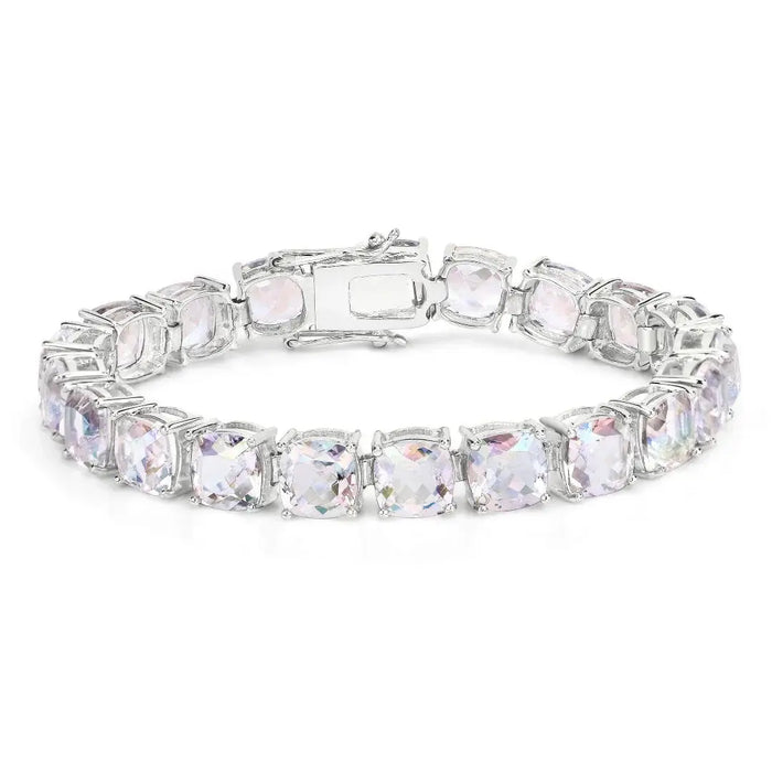 Genuine Opal Rainbow Quartz Tennis Bracelet by Fine Color Jewels