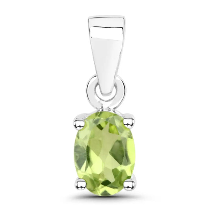 Genuine Peridot Solitaire Pendant by Fine Color Jewels