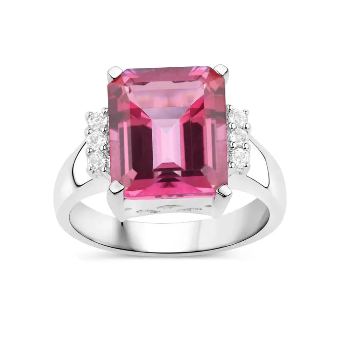 Genuine Pink Topaz Silver Ring by Fine Color Jewels