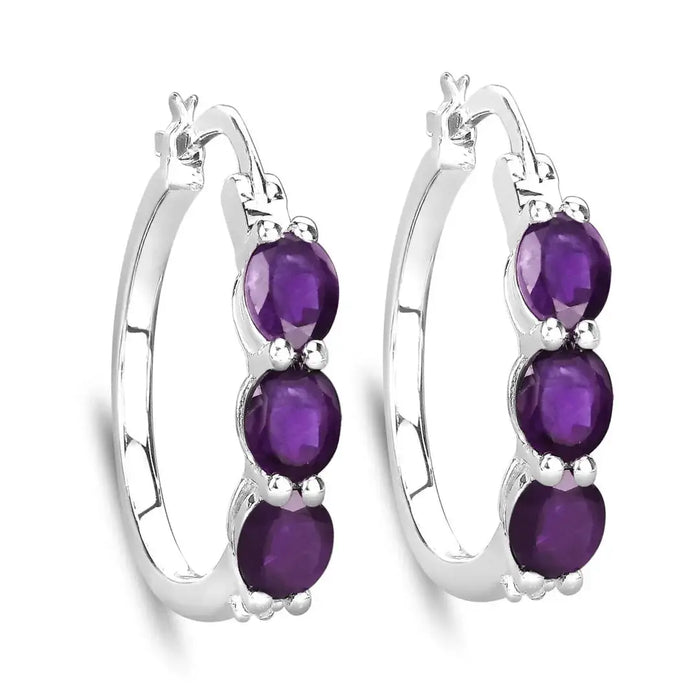 Genuine Purple Amethyst and Diamond Earrings by Fine Color Jewels