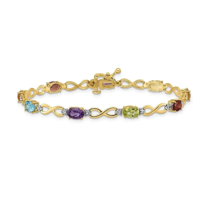 Genuine Rainbow Diamond 10K Gold Infinity Bracelet by Fine Color Jewels