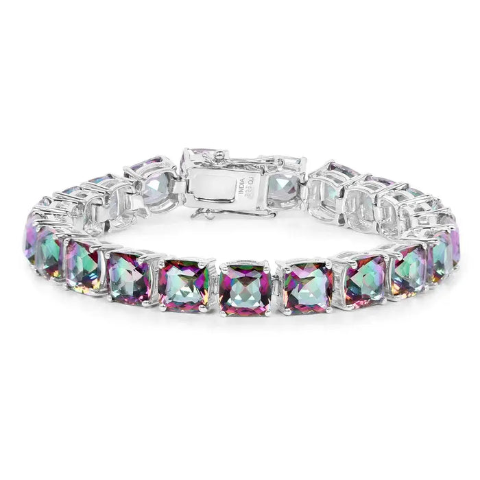 Genuine Rainbow Quartz Bracelet by Fine Color Jewels