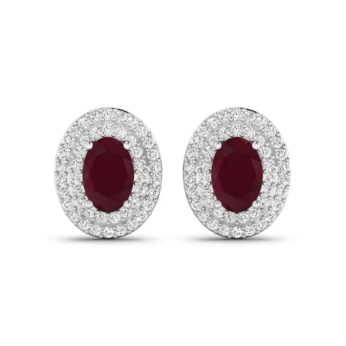 Genuine Ruby and Diamond Studs by Fine Color Jewels