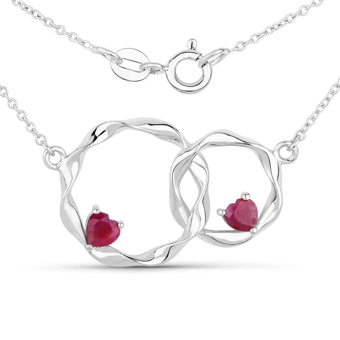 Genuine Ruby Infinity Pendant Necklace by Fine Color Jewels
