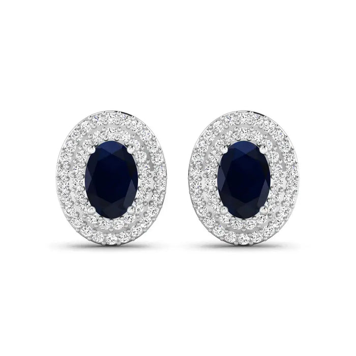 Genuine Sapphire Diamond Studs by Fine Color Jewels