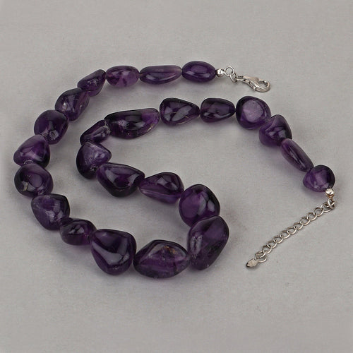 Raw Amethyst Beads Necklace for Women in Silver February Birthstone Necklace Gift for Mom by Avera Group