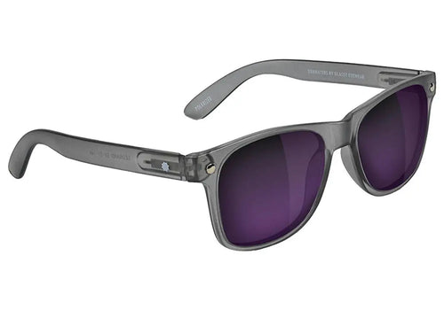 Glassy Leonard Polarized Sunglasses - Matte Transparent Dark Grey/Purple Mirror by Swell-O-Phonic