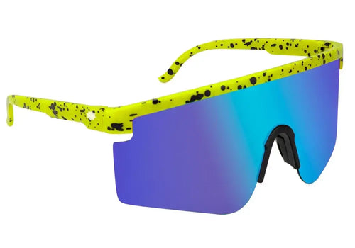 Glassy Mojave Polarized Sunglasses - Lime/Blue Mirror by Swell-O-Phonic