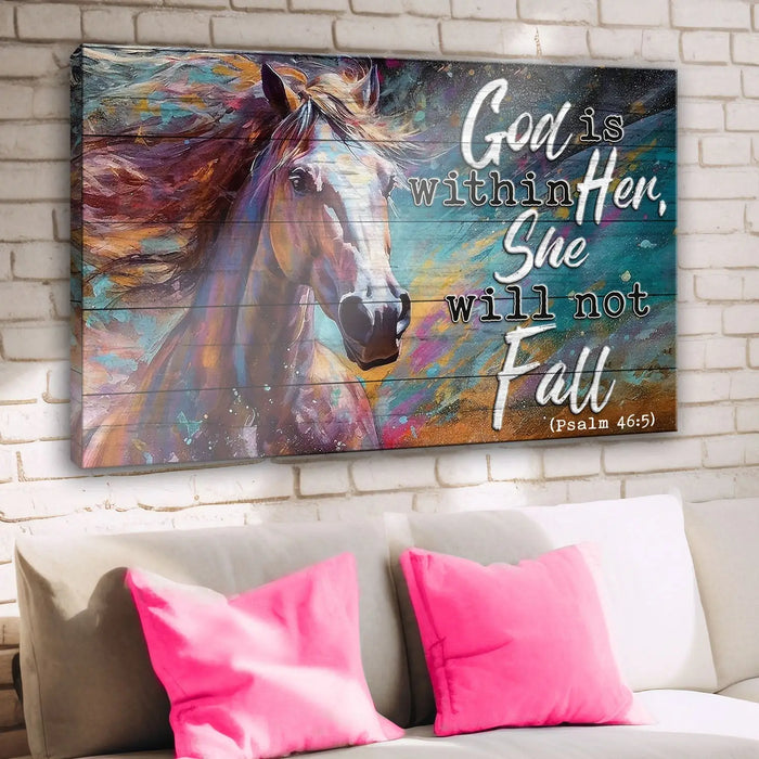 God Is Within Her She Will Not Fall Psalm 46:5 Faith Sign V by Tailored Canvases