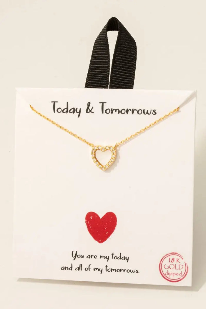 Gold Dipped Cz Halo Set Shell Heart Pendant Necklace by Boutique 23