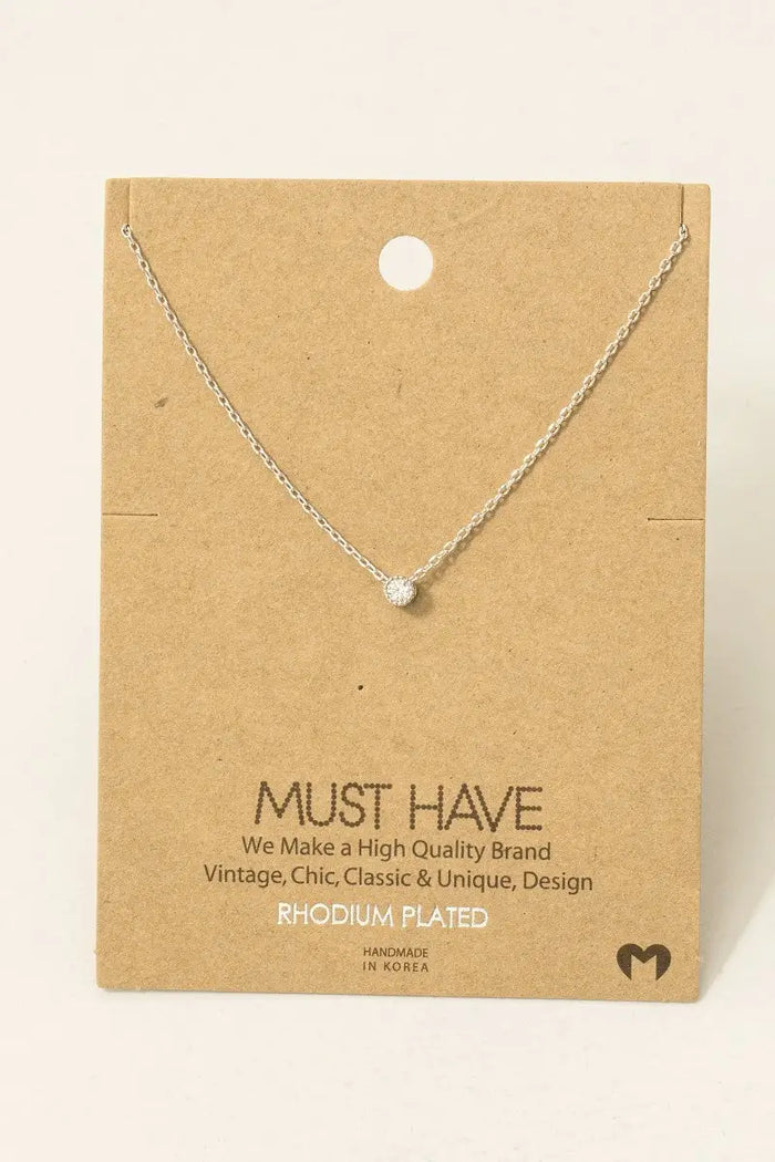 Gold Dipped Mini Cz Pendant Necklace: Silver by Boutique 23